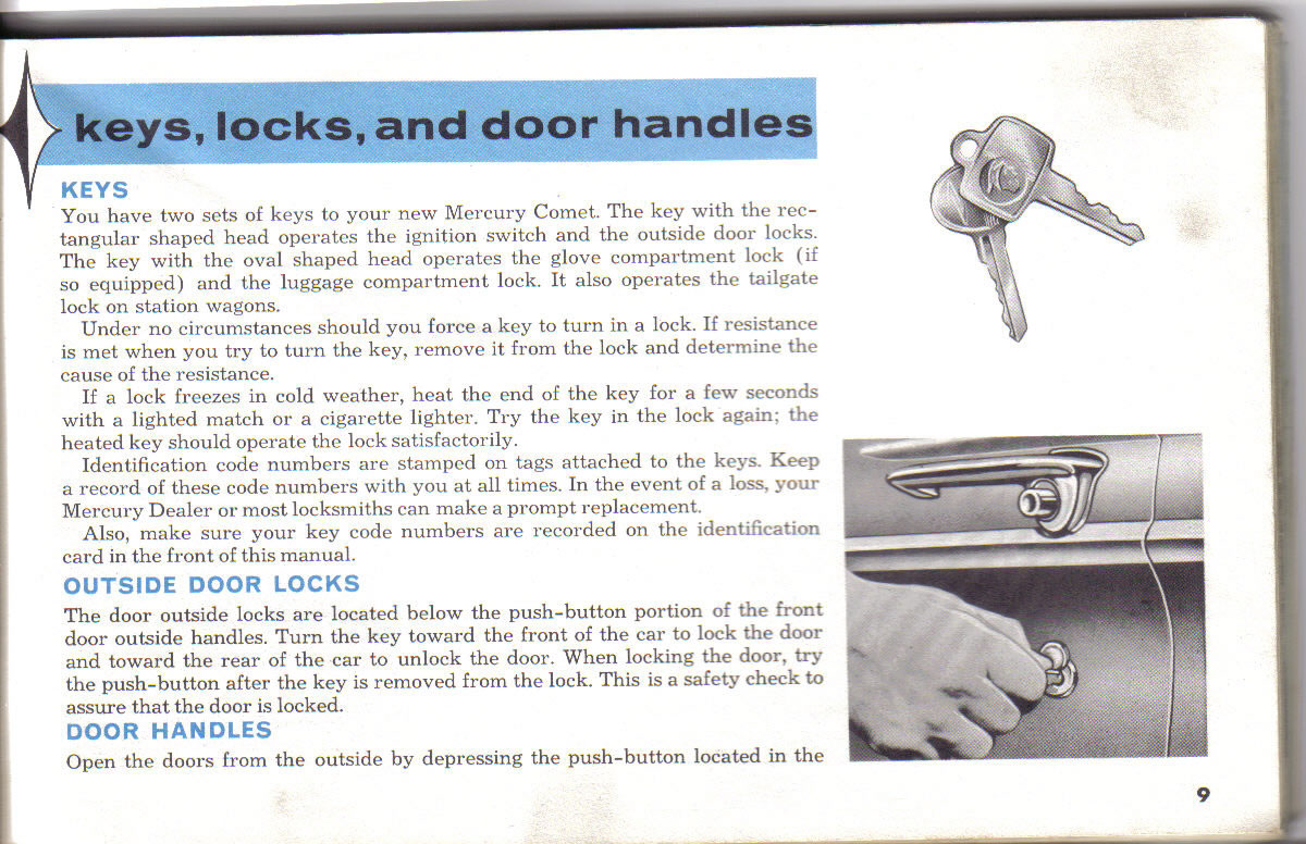 1963 Mercury Comet Owners Manual Page 19